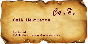 Csik Henrietta névjegykártya